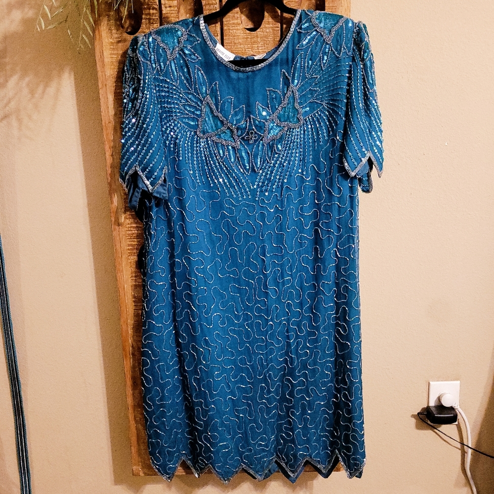 Vintage beaded silk dress